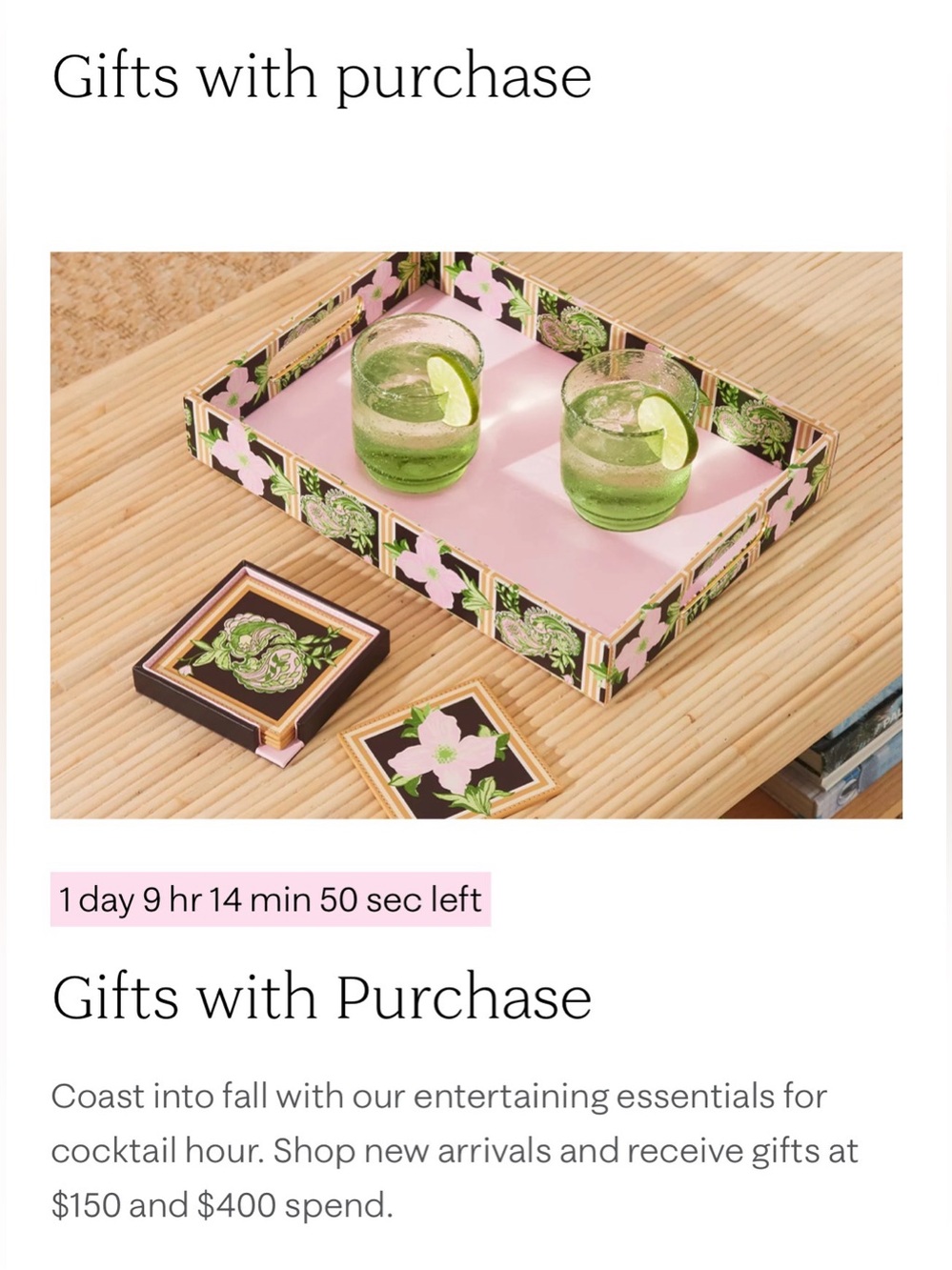 NWT Lilly Pulitzer Serving Tray and Coasters GWP